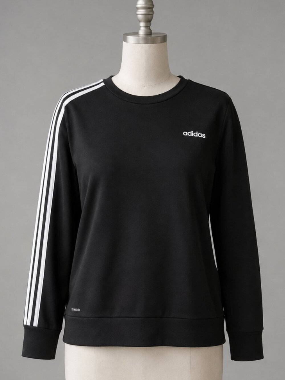 adidas | 3-Stripe Climalite Black Pullover Crewneck or Sweatshirt | Size XL